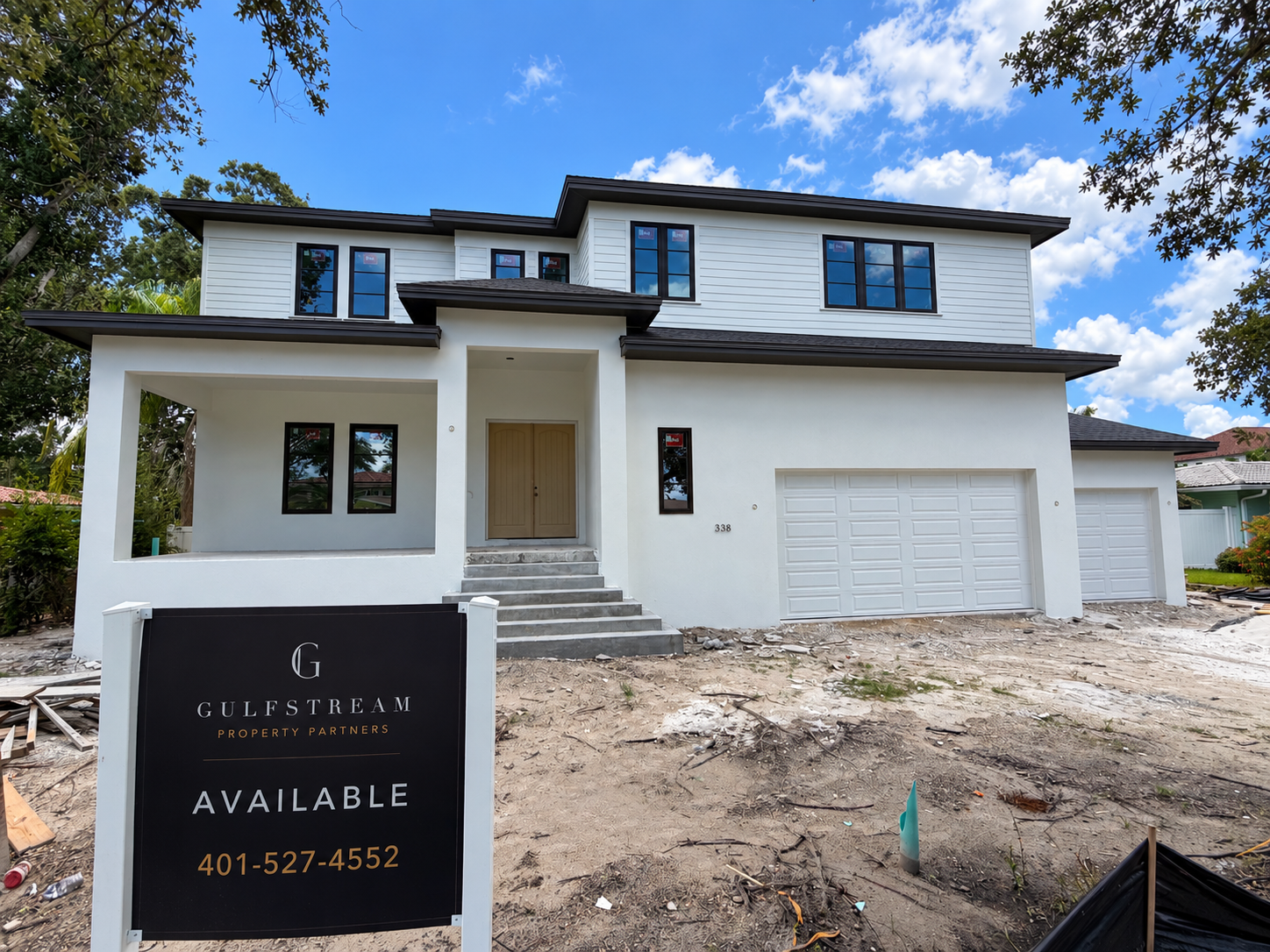 Snell Isle residence under construction with Gulfstream Property Partners sign